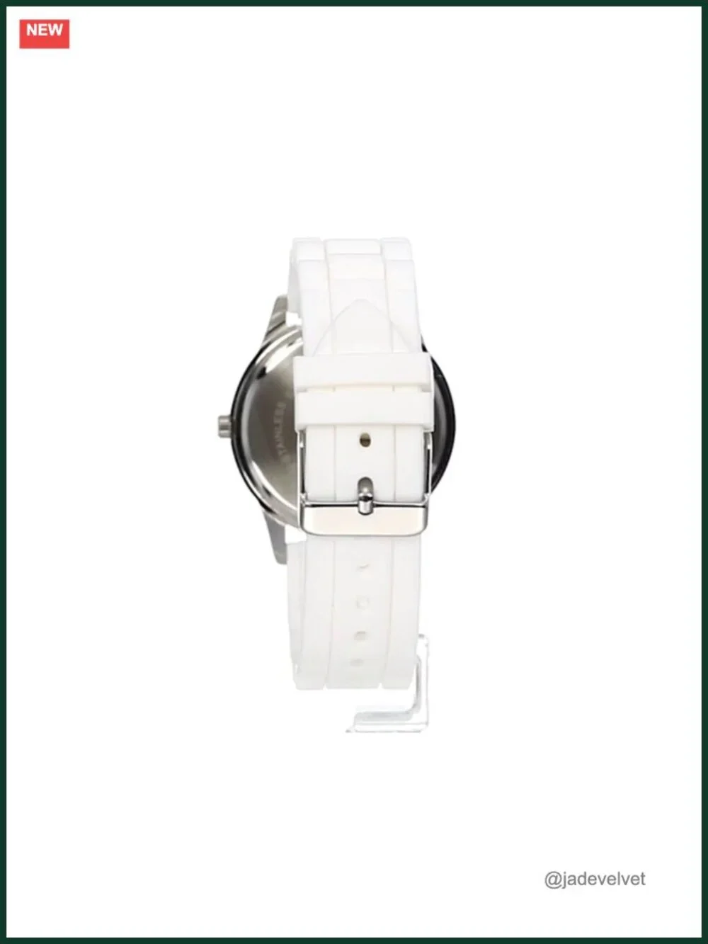 Rhinestone Bezel Watch with White Silicone Strap, Mother-of-Pearl Dial, Quartz